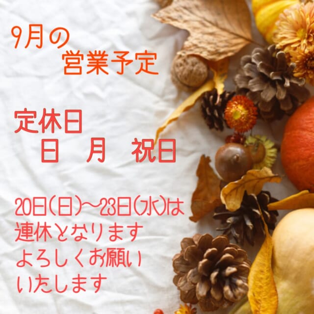 * 秋ですね〜🍂 ってまだまだ暑いですが☀️😅💦 それでも、空が秋っぽく 赤とんぼもチラホラ見かけるようになりました☺️ ⁡ ⁡ それにしても 今年は災害が多すぎやしませんか😭 もうなんと言ったら良いか、言葉が…😥 ⁡ ガジュマル家族の生活圏内は、何事もなく平和に過ごせていますが、 これは当たり前ではなく、とても幸せなことなのだと 改めて胸に刻み 心から感謝いたします🙏✨ ⁡ ⁡ ⁡ ⁡ 今年は久々にシルバーウィークがありますね どこか行かれるご予定はありますか？ ガジュマル家は、まだ未定でございます☺️ ⁡ ⁡ ⁡ 先月に引き続き、今月も 「ご自愛キャンペーン　ハイディーナ祭」 開催いたします💗 水素酸素吸入ハイディーナ激安でございます✨ 暑さ等でバテたそのお身体 ぜひ癒しにいらしてください🥰 ⁡ ⁡ ⁡ 最後で読んでくださり いつもありがとうございます💖 ⁡ 9月もよろしくお願いいたします🙏💕 ⁡ ⁡ ⁡ ⁡ ご相談𝗗𝗠🙆‍♀️です　ご予約はお電話で🙇‍♀️ 営業日　火〜土　定休日　日　月　祝日　 📞 𝟬𝟳𝟲-𝟰𝟴𝟭-𝟲𝟬𝟯𝟵 𝟵:𝟯𝟬~𝟭𝟳:𝟯𝟬 お電話が繋がりやすい時間です 不定期で休むこともあります🙏 ⁡ #婦中町美容室 #白髪染めダメージレス #再現性カット #ヘッドスパ #ハイディーナ 水素酸素吸入 ⁡ ⁡ ⁡